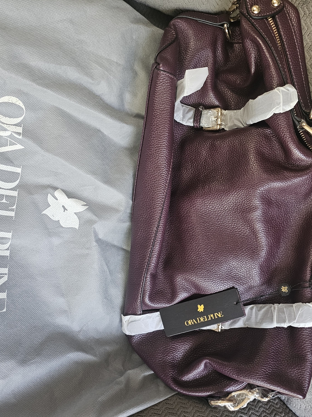 Ora Delphine Plum Leather Shoulder Bag